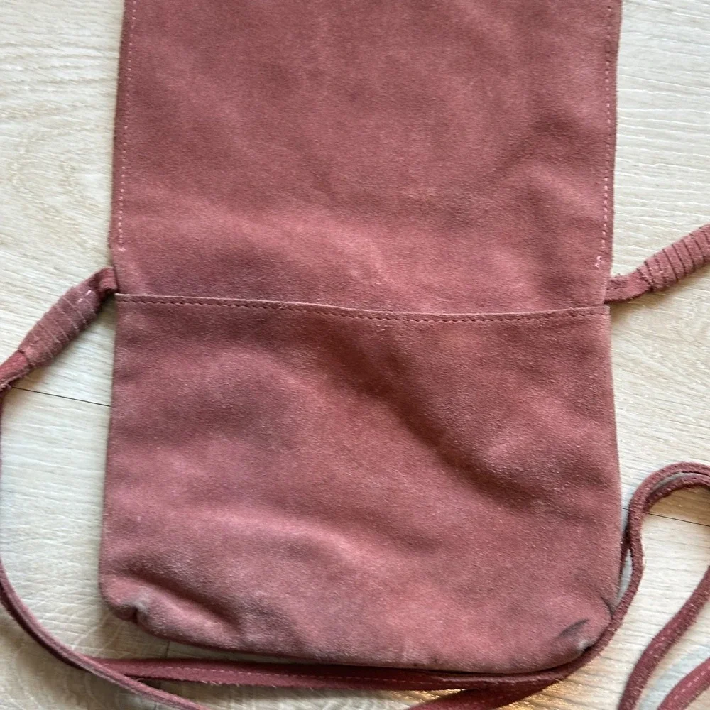 Urban Outfitters Suede Crossbody Bag Foldover Boho Y2K Dusty Rose Small Festival